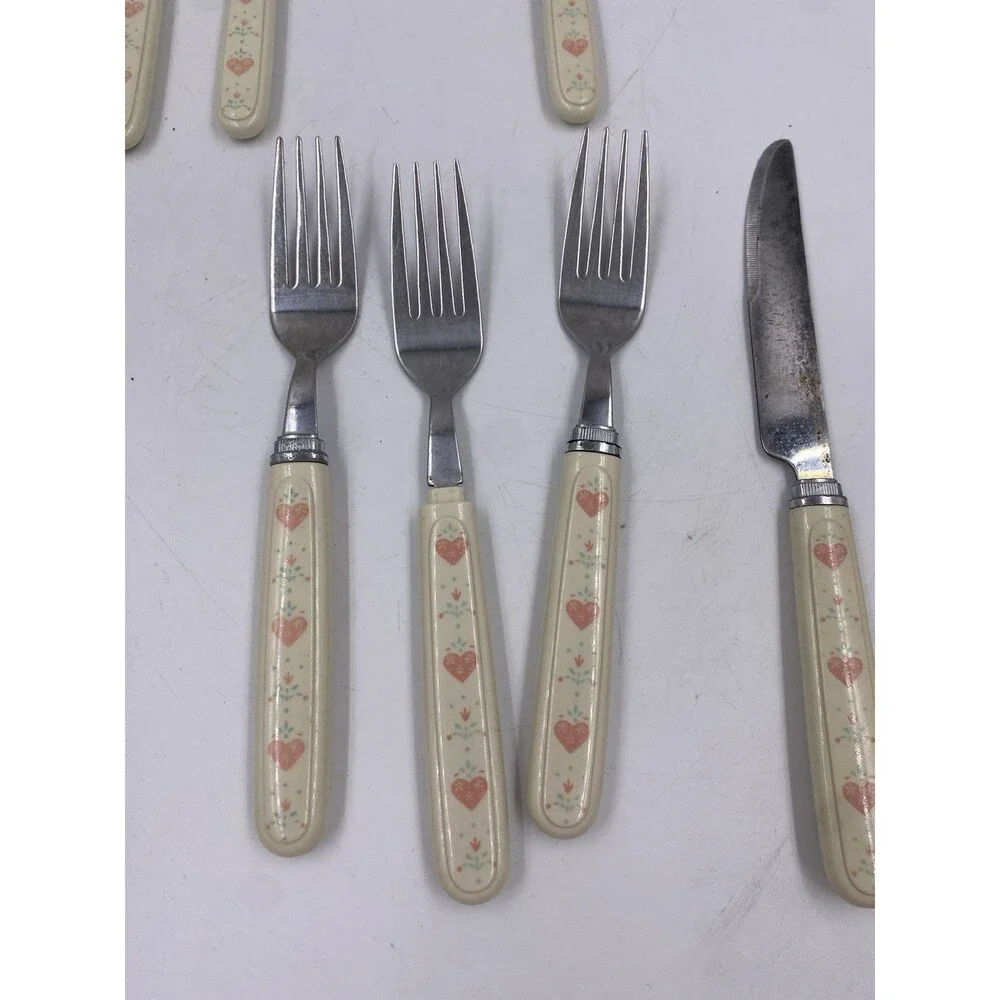 11 Pieces Mixed Corelle Forever Yours Heart Flatware Heavily Used Needs Repair